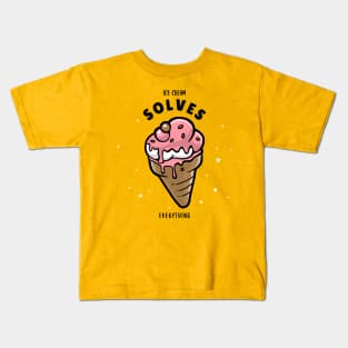 Ice cream solves everything vanilla and strawberry Kids T-Shirt